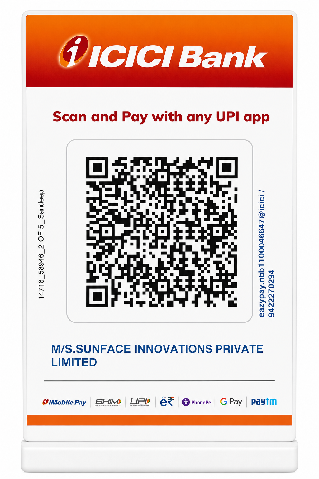 Official Sunface Innovations UPI payment QR code