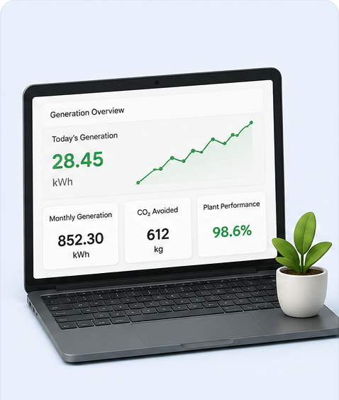 Customer tracking verified hosted solar generation on a digital dashboard